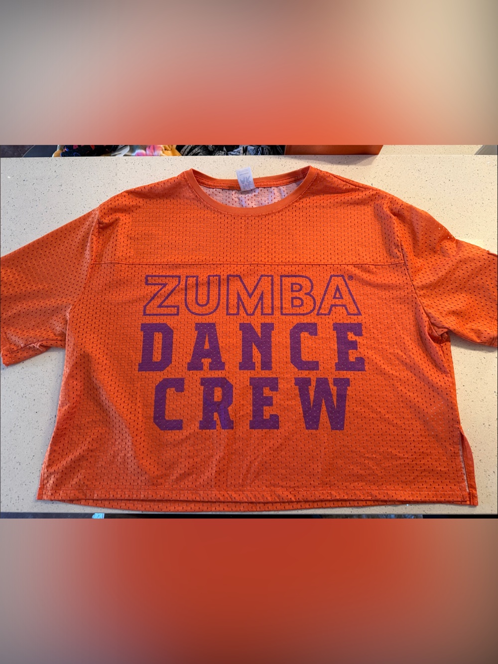 Zumba Fitness Kids Orange Tee with Purple Dance Crew Print